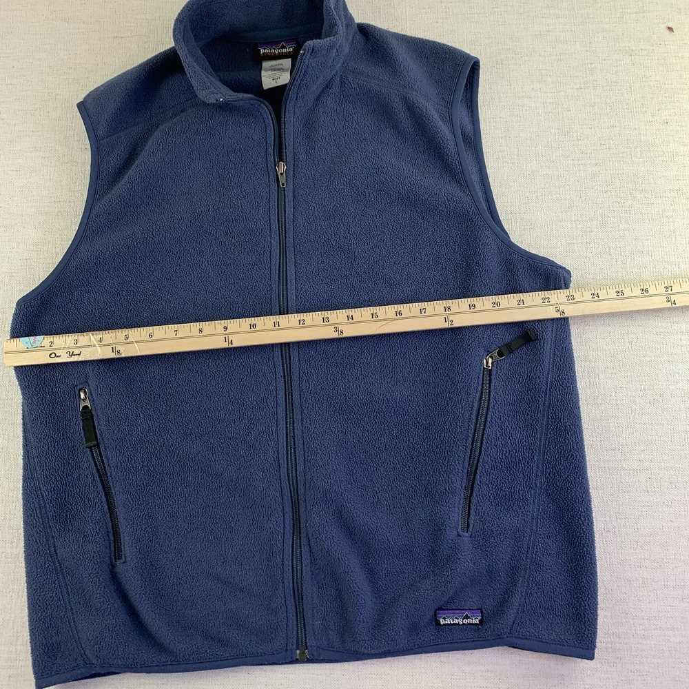Patagonia Vest Mens Large Synchilla Fleece Full Zip Pockets Outdoor Blue - Picture 5 of 9